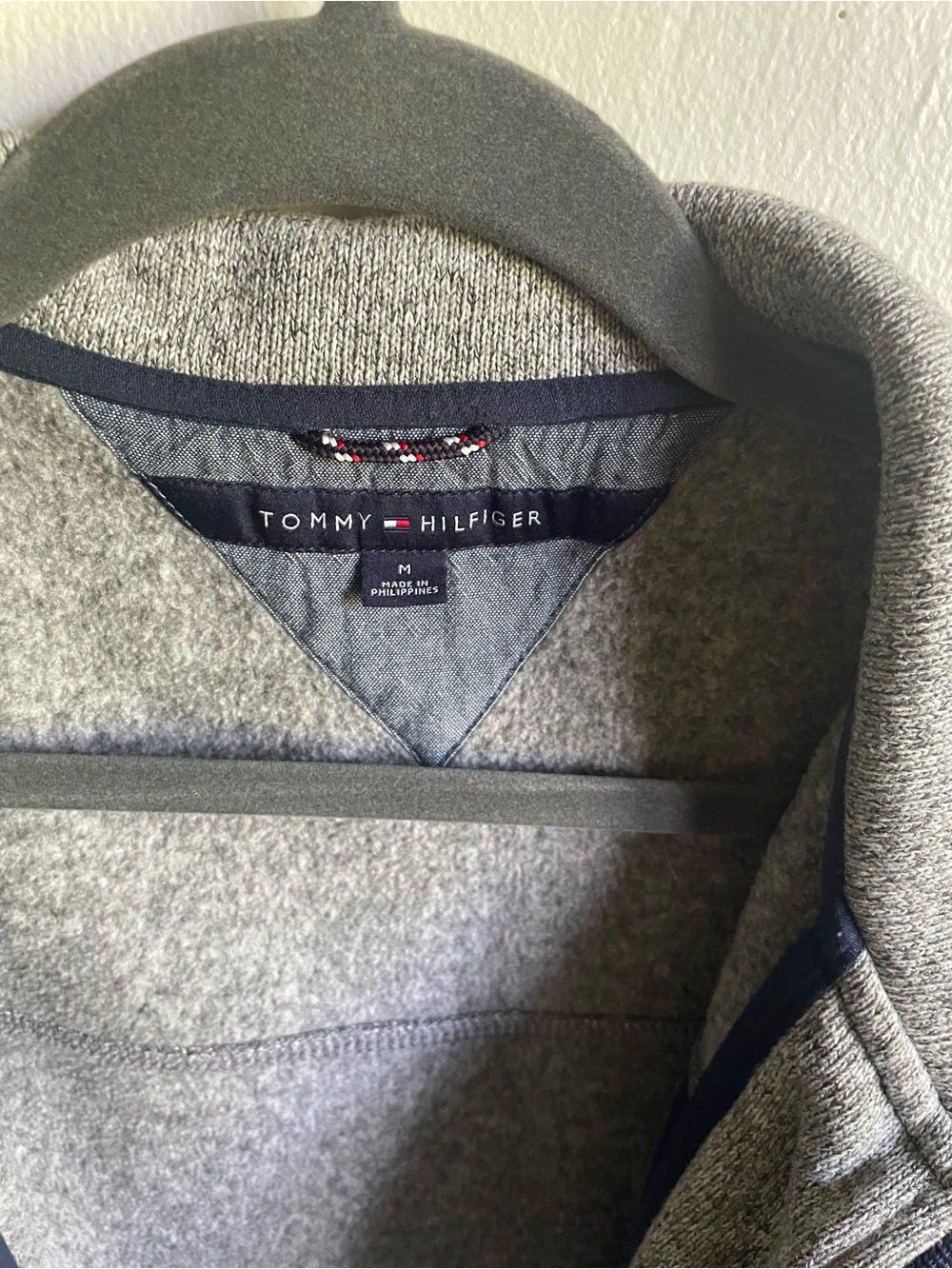 Tommy Hilfiger men Grey Fleece Jacket with Navy Trim